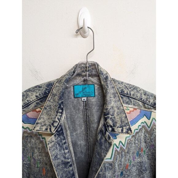 Vintage 90s Jacqueline's de Santa Fe Denim Jacket Wearble Art Puffy Paint Size M - Picture 3 of 11